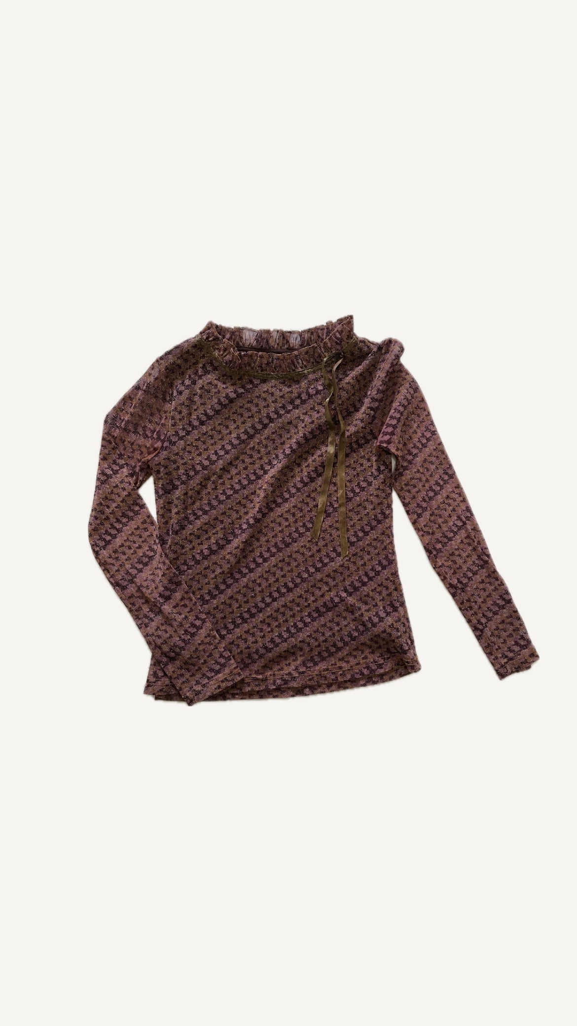 2000's Sheer Mesh Ruffle Top