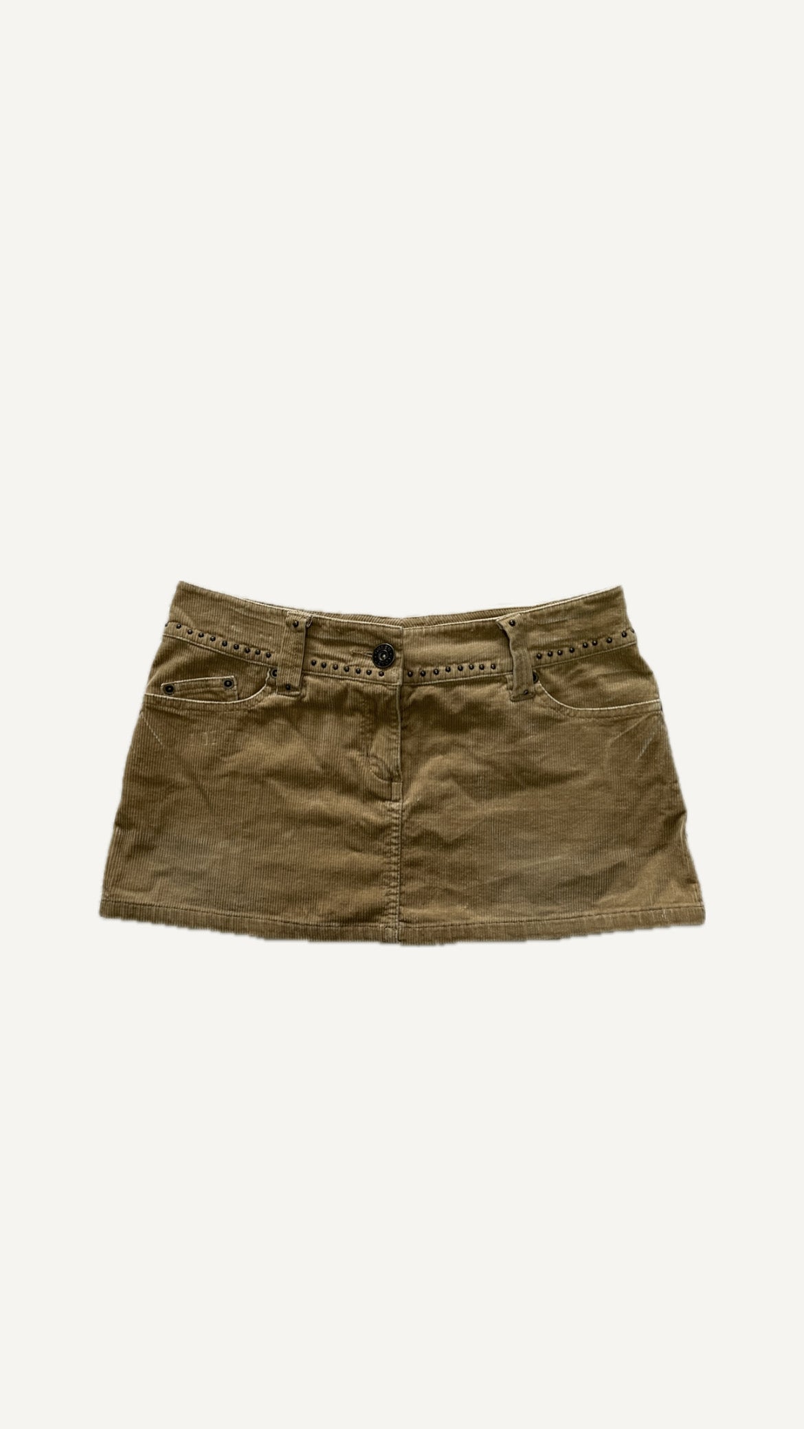 2000's Beige Corduroy Mini Skirt