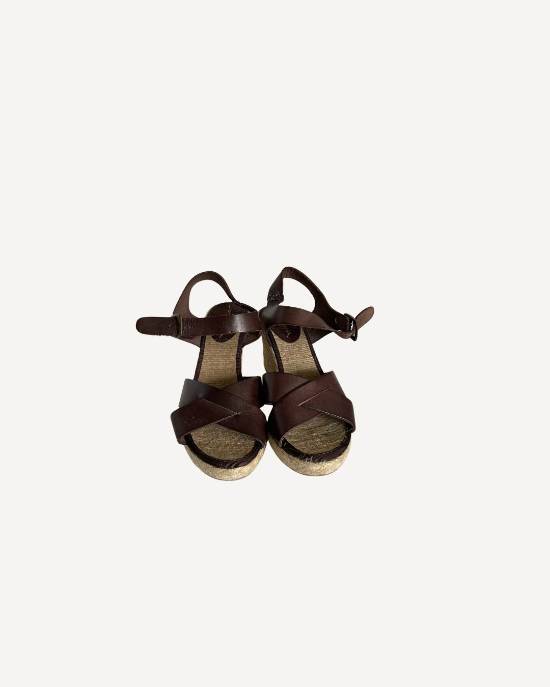 2000’s Brown Leather Espadrille Wedge Sandals