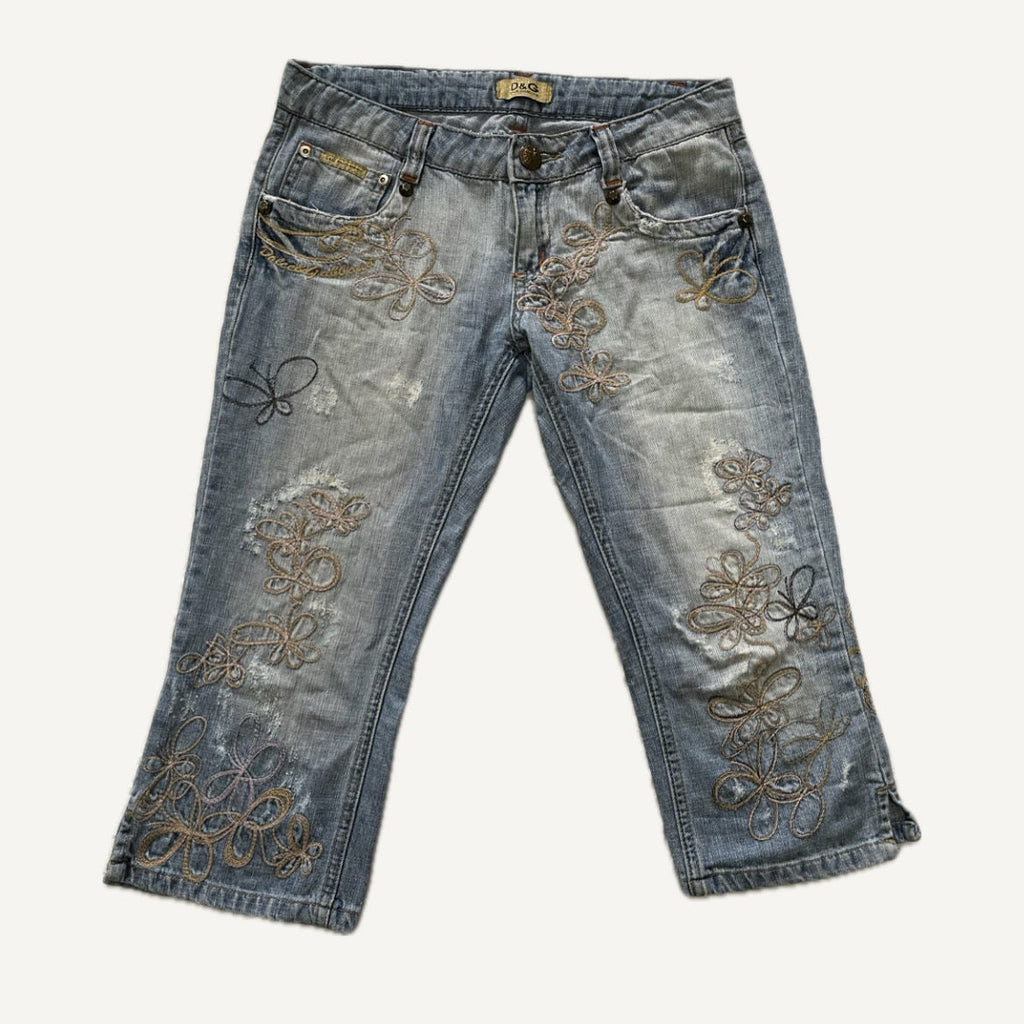 2000's Dolce & Gabbana Embroidered Capri Jeans
