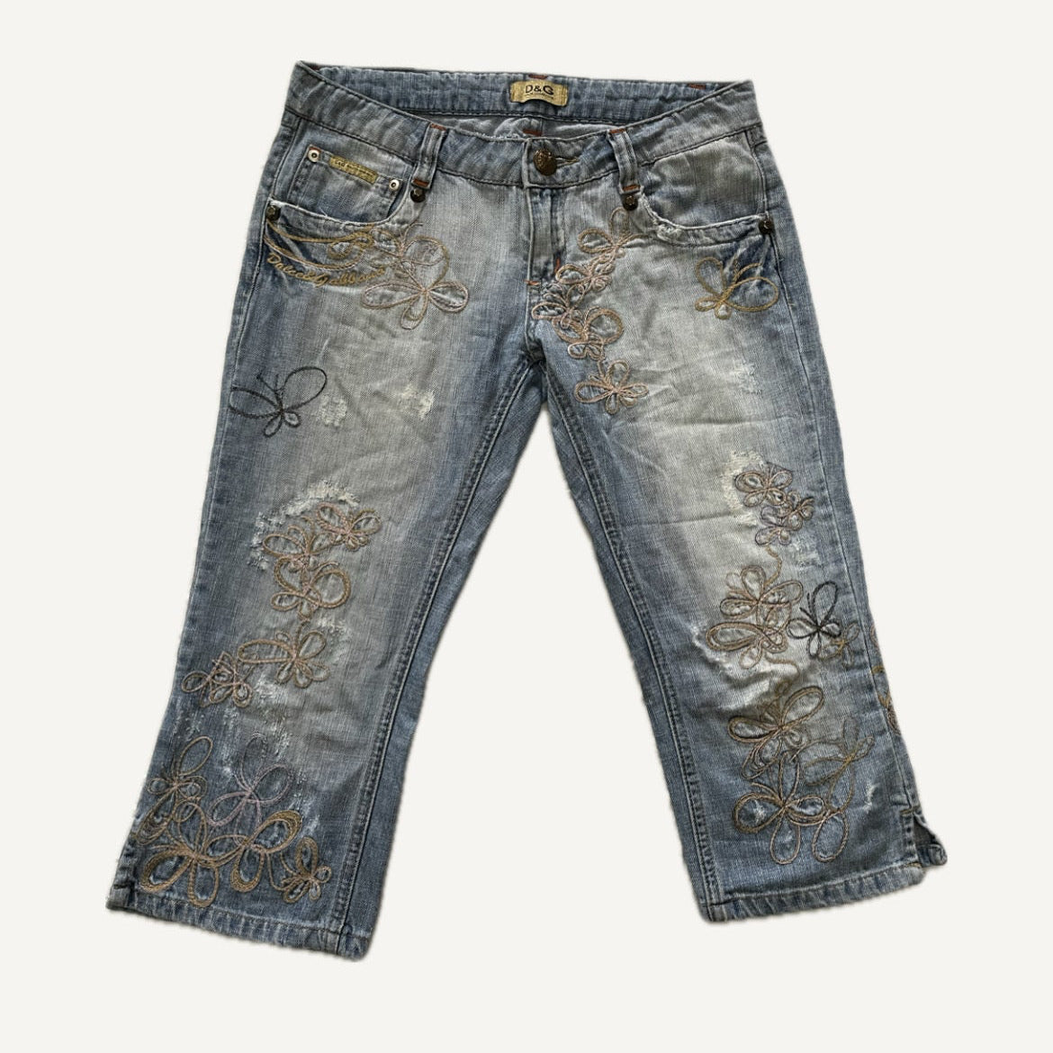 2000's Dolce & Gabbana Embroidered Capri Jeans