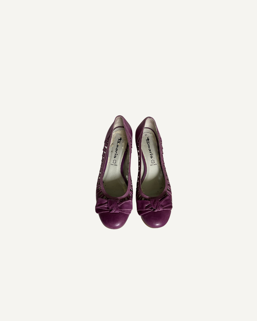 2000's Tamaris Purple Leather Bow Pumps