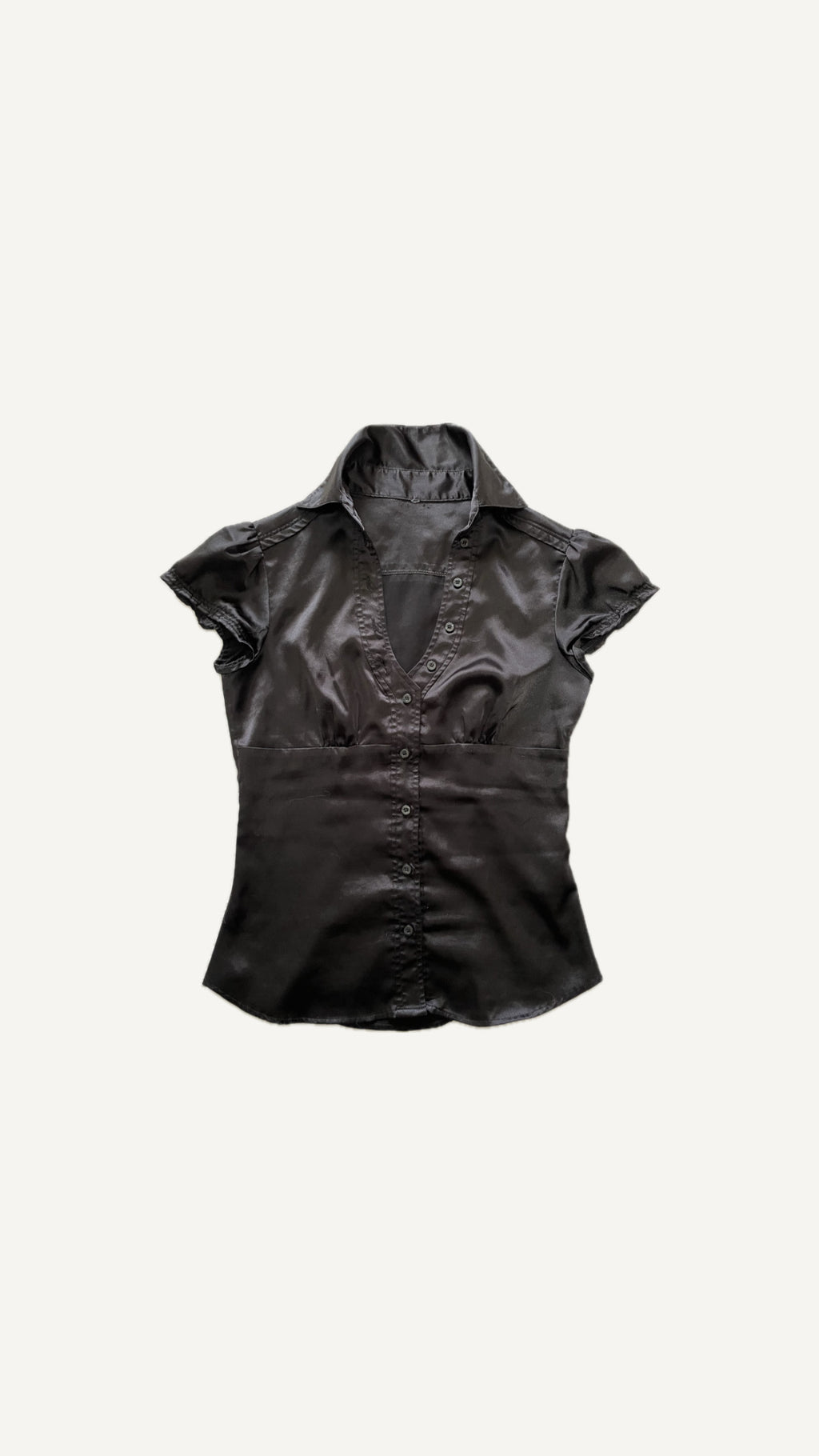 2000's Black Satin Blouse