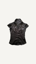 2000's Black Satin Blouse