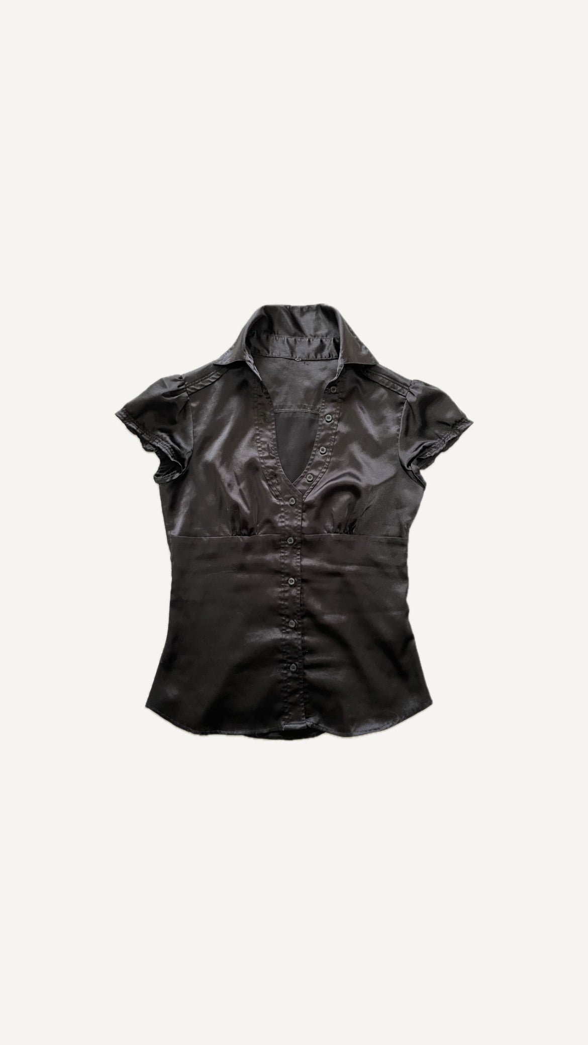2000's Black Satin Blouse