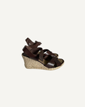 2000’s Brown Leather Espadrille Wedge Sandals