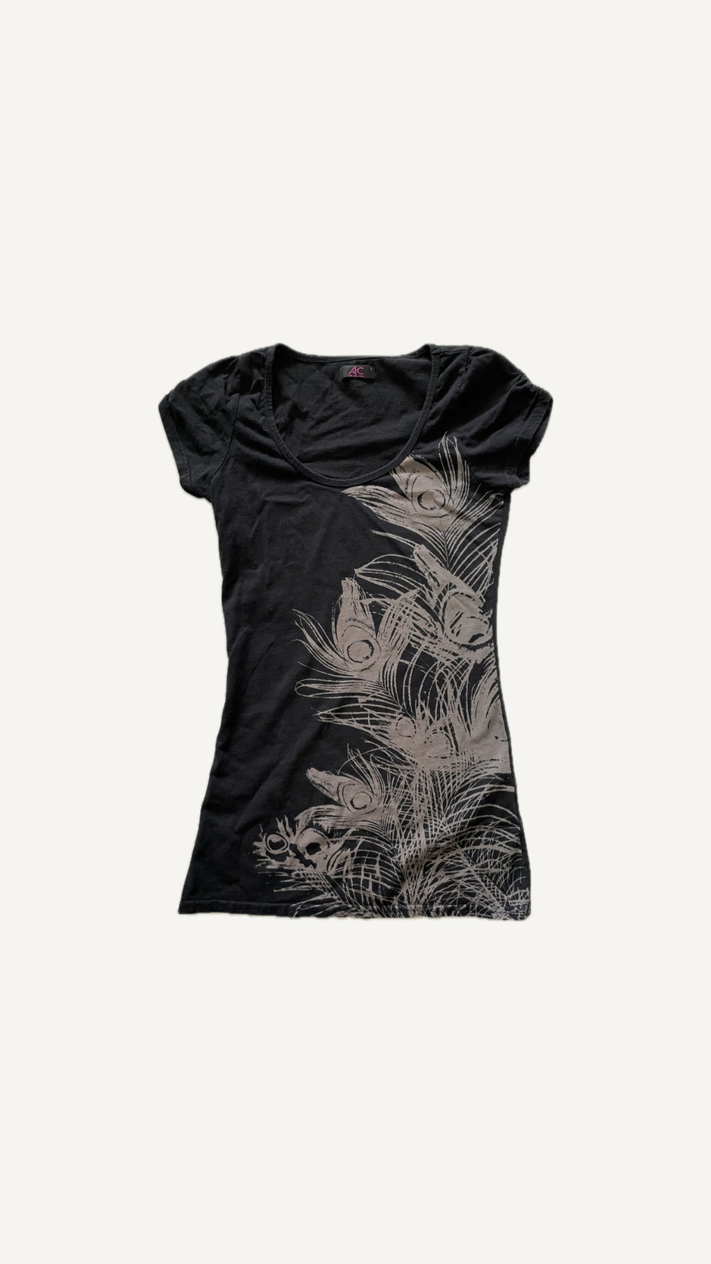 2000's Peacock Feather Graphic Tee