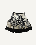 2000’s Micha Black & Cream Tropical Print Ruffle Skirt