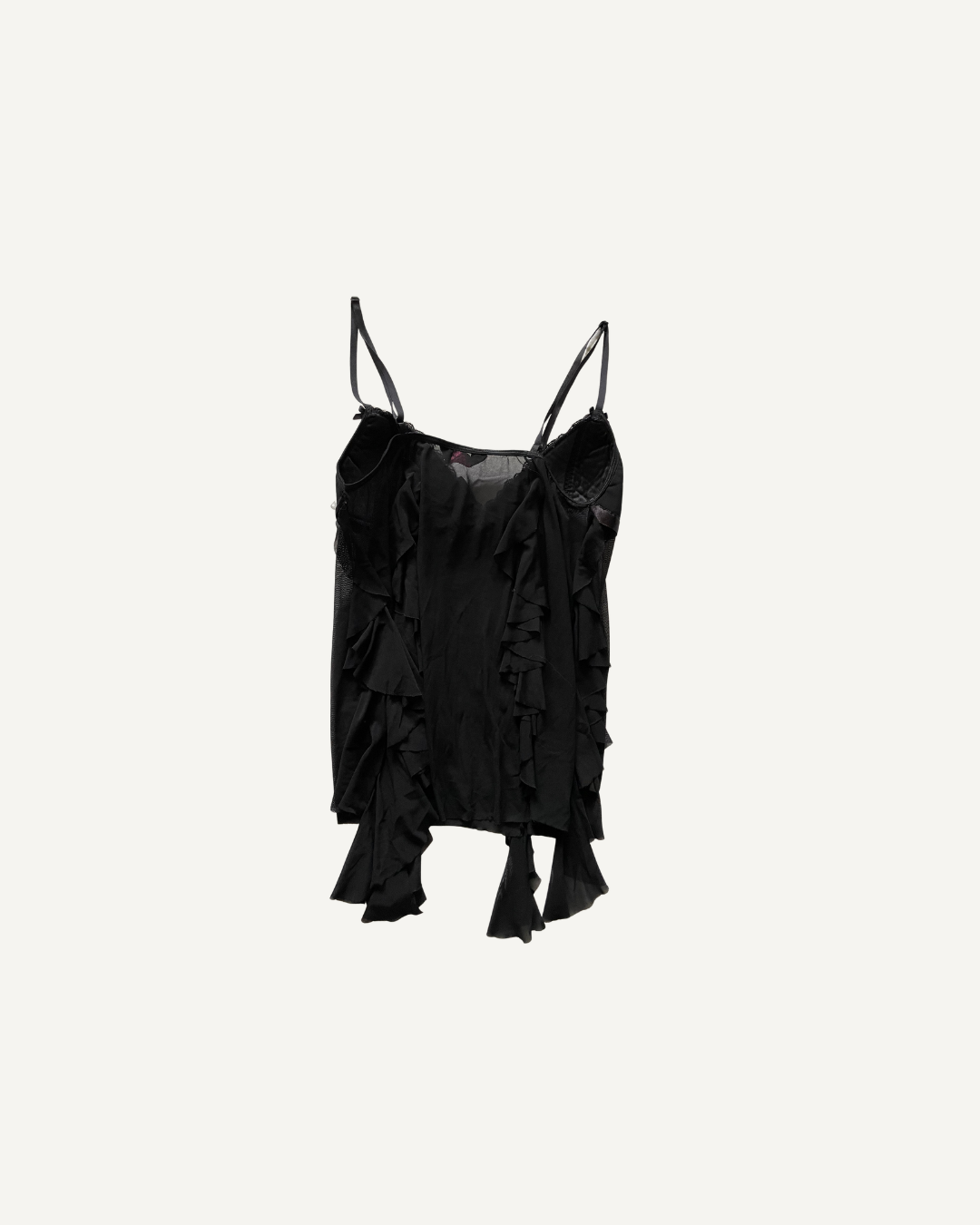 2000’s Secret Possession Black Ruffle Babydoll Top